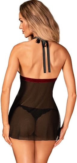 Obsessive Rossita Babydoll Met Sexy String - Zwart — thumbnail 5