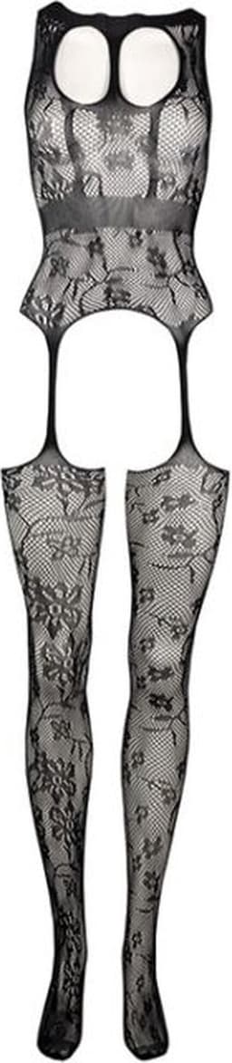 Kanten Suspender Bodystocking met Ronde Hals - One Size — thumbnail 5