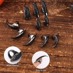 10st Halloween Klauwnagels, Metaal Punk Stijl Vingerklauwen Ringen Lange Nagel Cosplay Dames Halloween Kostuum Accessoires voor Carnaval Vampier Kat Wolf Cosplay — thumbnail 3