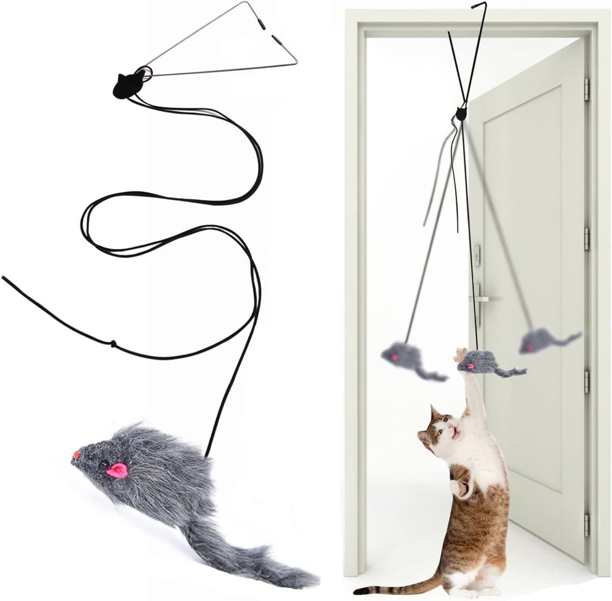 Interactief kattenveerspeelgoed, intrekbaar teaser-speelgoed, hangend interactief speelgoed voor binnenkatten, kittens, jachttraining, intellectueel oefenspeelgoed (1 stuk) — afbeelding 1