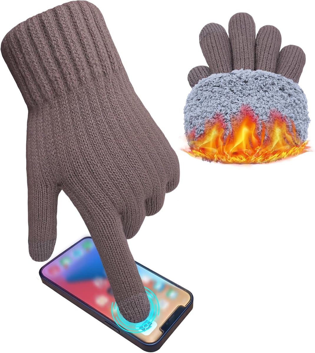 Handschoenen Mannen Wol Fleece Gevoerde Thermische Handschoenen Touch Screen Warm Gebreide Handschoenen Gift voor Running Ski Outdoor — afbeelding 1