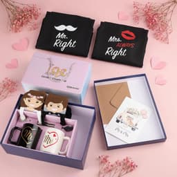 huwelijksgeschenkenset voor bruidspaar, 11-delig Mr en Mrs geschenken voor partnermok*2, lepel*2, schort*2, sokken*2 paar, wenskaart *1, verlovingscadeau jubileum cadeau voor bruiloft — thumbnail 5