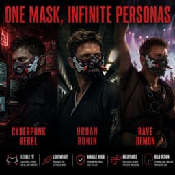 Ademende Japanse damesmaskers voor cosplay en feestjes met elastische band en kunststof ontwerp — thumbnail 5