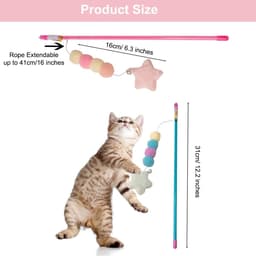 Speelgoed, interactieve speelstok met elastisch touw, pluche hanger speelgoed voor kleine kittenkatten oefening, set van 2 — thumbnail 4
