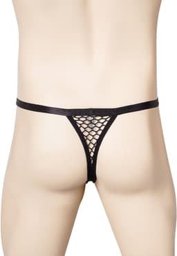 Sexy Herenslip Visnet - Fishnet – Transparante String mannen – Erotische Stretch Mesh Ondergoed - Gay – Hetero – BDSM look - Valentijnsdag - kleur Zwart - Maat XL/XXL — thumbnail 2