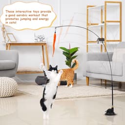Interactief Kattenspeelgoed Cat Toy Intelligentie Katten Speelgoed Kattenhengel Stabiel Met Veren en Zuignap Kittenspeelgoed Simucatstick Kattenspeeltjes Voor Kleine Grote Katten (stijl 1) — thumbnail 2