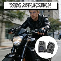 Handschoenen voor heren en dames, van zwart kunstleer, vingerloze wanten voor rijden en fietsen, punk rock-stijl, accessoires voor cosplay en fitnessstudio, dubbelzijdige bescherming — thumbnail 3