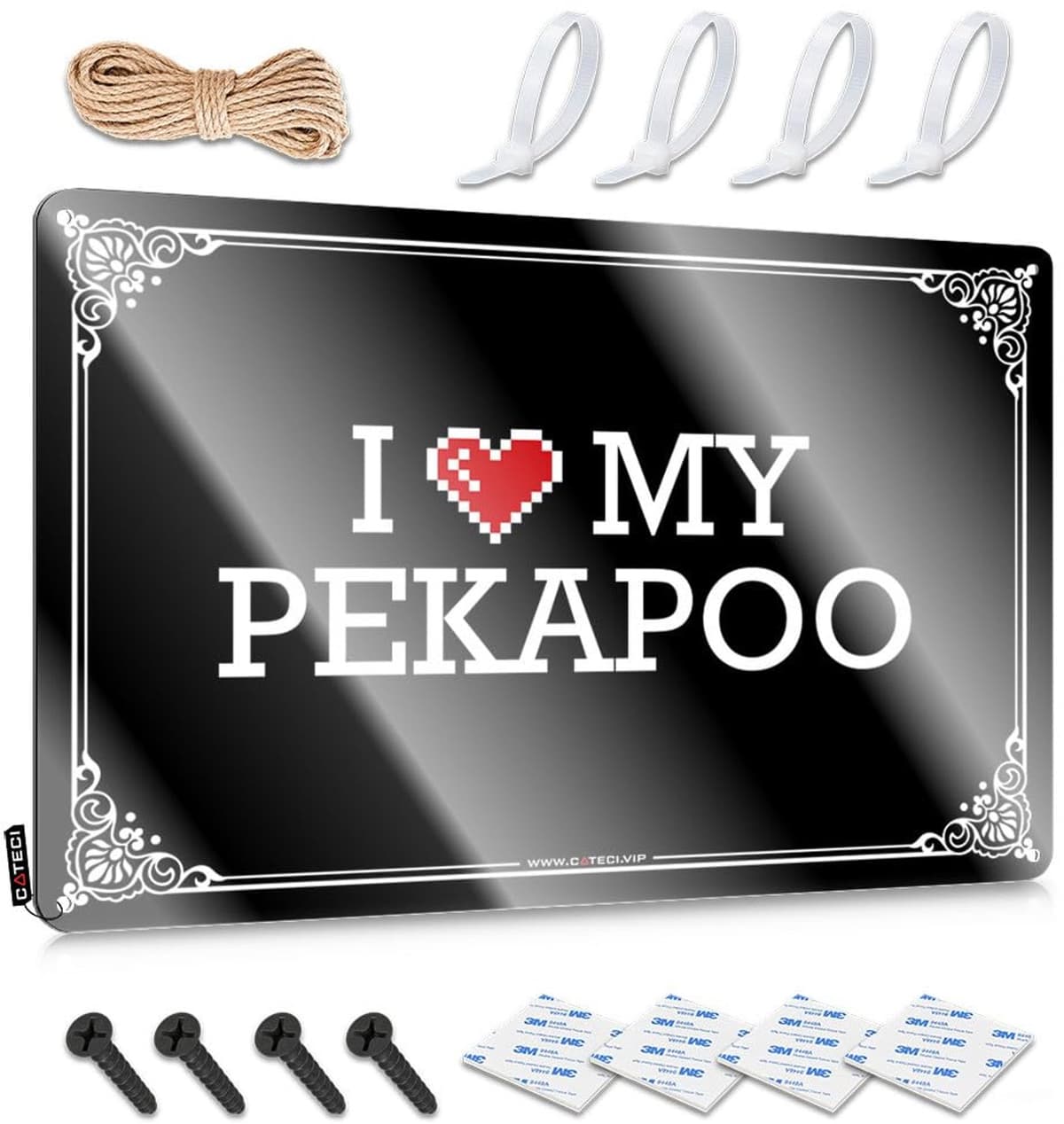 Vintage Muurkunst - I Love My Pekapoo Cottage - 20 x 30 cm — afbeelding 1