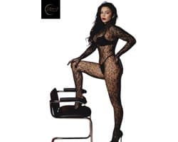 Dare to Undress – Luxe Body Dames – Lingerie Erotisch – Panter Desin Look – Sexy Lingerie – Zwart Kant – Lingerie Setje – Verleidelijke Bodysuit – Catsuit – Sexy Lingerie –Chique – Luxe –Boudoir Look – Kinky – Erotisch – One Size