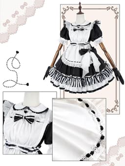 French Maid-outfit dames - zwart met schort - sexy en speels - perfect voor carnaval - ShopVlot — thumbnail 2