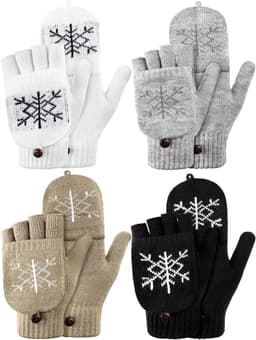 Vingerloze Dames Winter Gebreide Handschoenen - Warm Wol - Thermisch en Omkeerbaar - Ideaal voor Koude Dagen - ShopVlot — thumbnail 1