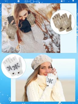 Vingerloze Dames Winter Gebreide Handschoenen - Warm Wol - Thermisch en Omkeerbaar - Ideaal voor Koude Dagen - ShopVlot — thumbnail 2