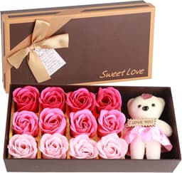 Pluche Beer Rozen - Zeepbloemen Cadeau - Romantisch Gebaar - Eeuwige Liefde Symbool - 24 x 12 x 5 cm — thumbnail 5