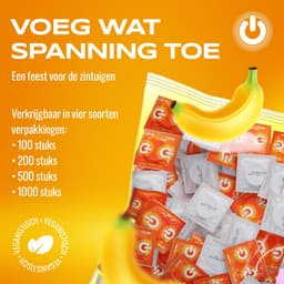 ON) condooms Banaan | 54 mm breedte | 100 stuks verpakking | Geel & Fruity | met siliconen glijmiddel | dunne 0,07 mm wanddikte — thumbnail 5
