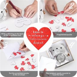 Romantische teddybeer met geconserveerde roos en hartvormige halsketting - Perfect cadeau voor Valentijnsdag, Moederdag en bruiloften — thumbnail 2