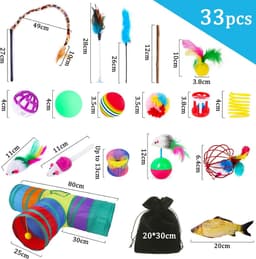 33-delige kattenspeelgoedset met kattentunnel, kattenspeelgoed, variety pack voor Kitty katten — thumbnail 5