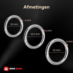Quick Relief Steel Armor™ Cockring Set Large - Set van 3 RVS Metalen Cockringen - 50 mm, 52,5 mm, 55 mm — thumbnail 3