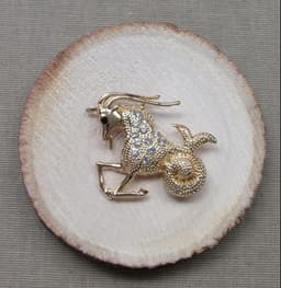 Broche met sterrenbeeld Steenbok van verguld staal., Roestvrij staal — thumbnail 3
