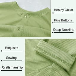 Cmdr Heren wafel-henley-overhemden, Casua Lange Mouwen T-shirt Casual 5-Knoopsluiting, Lange Mouwen Regualar Fit Stijlvol T-Shirt, Thermisch Ondergoed — thumbnail 2