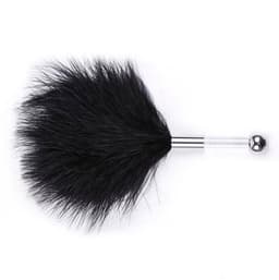 Kietelaar - Veerpluim - Feather tickler - Massageveer - Sensuele accessoire - Zachte veren - Ontspanningsmassage - Streelveer - Strelen - Erotisch speeltje - Zwart - 1 stuk - Jonyx — thumbnail 1