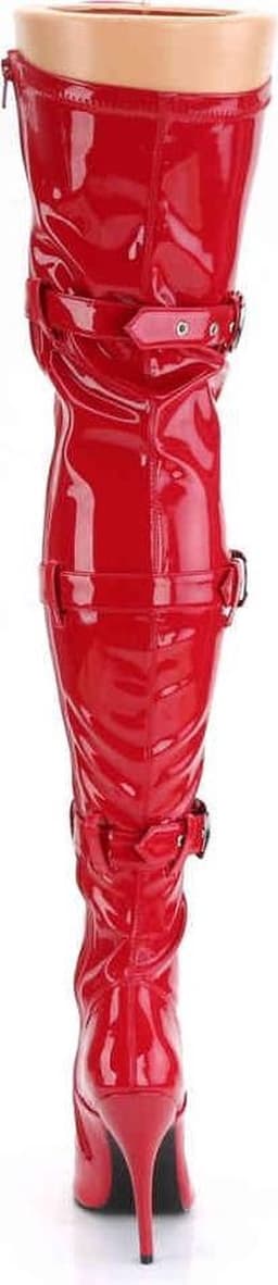 SEDUCE-3028 (EU 40 = US 10) 5 Heel Ribbon Stretch Thigh High Boot w/ Grommet — thumbnail 4