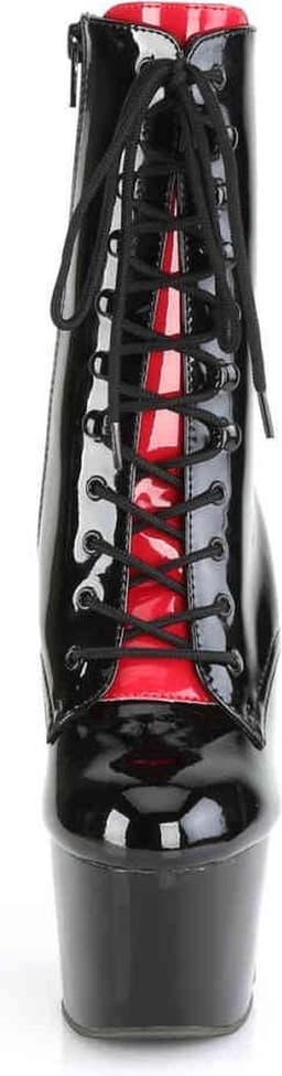 Pleaser - ADORE1020FH Plateau Laarzen, Paaldans schoenen - Paaldans schoenen - 42 Shoes - Zwart/Rood — thumbnail 2