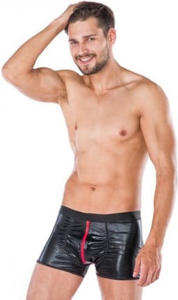 Andalea zwart herenboxers- wetlook materiaal met rode ritssluiting 4XL/5XL — thumbnail 3