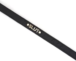 Liebe Seele - Lederen Choker Met Gouden Letters SLUT - Luxe En exclusief ontwerp - Zwart/Goud — thumbnail 3