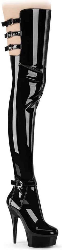 Pleaser - DELIGHT-3055 Plateau overknee Laarzen - US 5 - 35 Shoes - Zwart — thumbnail 1