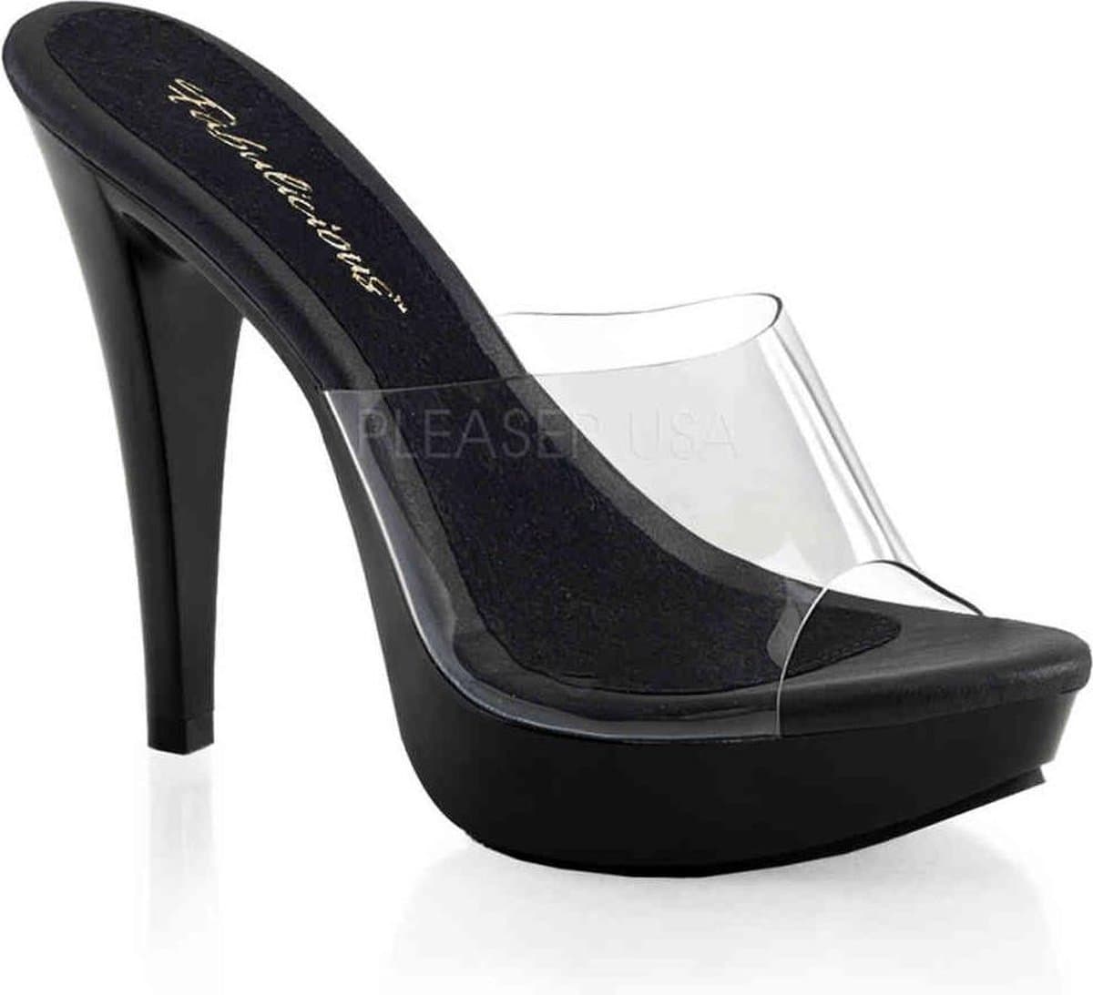 Fabulicious - COCKTAIL-501 Muiltjes met hak - US 6 - 36 Shoes - Zwart/Transparant — afbeelding 1