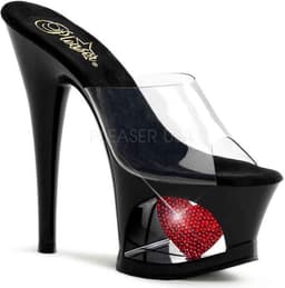 Pleaser - MOON701HRS Muiltjes - Paaldans schoenen - 40 Shoes - Zwart/Rood — thumbnail 1