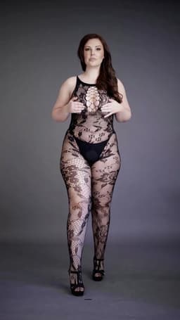 Criss Cross Neck Bodystocking - Plus Size — thumbnail 9