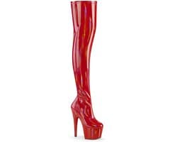 Pleaser - ADORE-3000HWR Plateau Overknee Laarzen - Paaldans schoenen - 44 Shoes - Rood