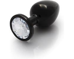 Shots - Ouch! OU809GUN - Round Gem Butt Plug - Medium - Gunmetal / Diamond