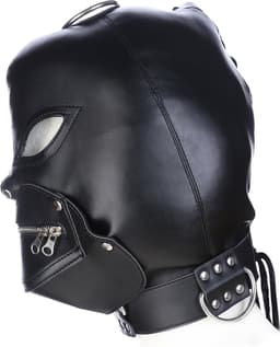 Smooth Leatherlook SM Fetish Masker Zwart - Spannend voor koppels - Masker - Sex speeltjes - Sex toys - SM toys - Erotiek - Bondage - Sexspelletjes voor mannen en vrouwen – Seksspeeltjes - Mouthzipper - SM masker - Fetish masker - Bondage masker — thumbnail 2