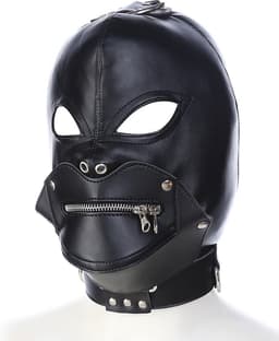 Smooth Leatherlook SM Fetish Masker Zwart - Spannend voor koppels - Masker - Sex speeltjes - Sex toys - SM toys - Erotiek - Bondage - Sexspelletjes voor mannen en vrouwen – Seksspeeltjes - Mouthzipper - SM masker - Fetish masker - Bondage masker — thumbnail 1