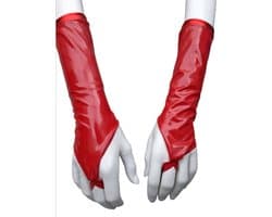 handschoenen van Datex (Mix latex en stof ) kort Rood andschoenen kort S/M Rood