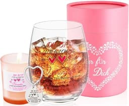 Persoonlijk Cadeau voor Vrouwen, Gegraveerd Wijnglas en Geurkaars Set, Perfect voor Verjaardagen en Speciale Gelegenheden — thumbnail 1