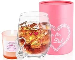 Persoonlijk Cadeau voor Vrouwen, Gegraveerd Wijnglas en Geurkaars Set, Perfect voor Verjaardagen en Speciale Gelegenheden