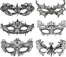 Mystery Nights – Set van 6 Zwarte Kanten Maskers | Erotisch | Fetish | Kinky Party | Festival | Masquerade | BDSM | Boudoir | Erotische Accessoires | Festival | Gezichtsversiering | Themafeest | Chique | One Size | Dare to Undress — thumbnail 4