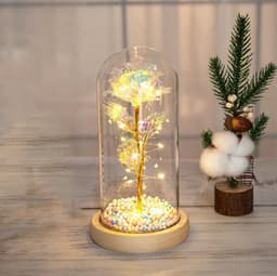 Zolta Serie - Led Glazen Roos - Roze - Decoratief Geschenk — thumbnail 2