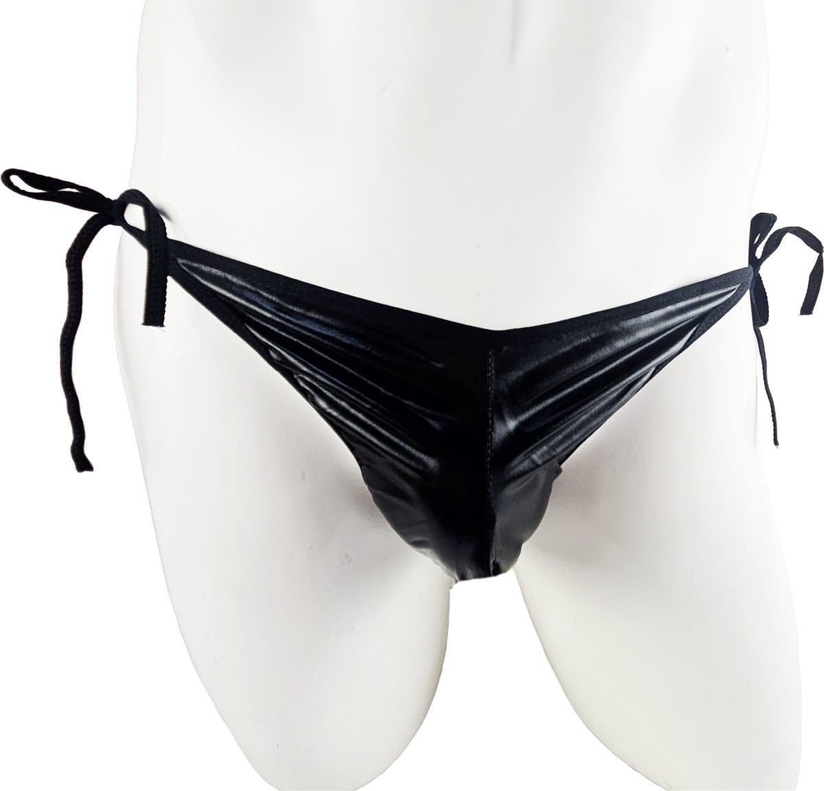 BamBella ® - Slip - Maat onesize Zwart SM kleding BDSM erotische heren kleding wetlook ondergoed lingerie onderbroek zwart — afbeelding 1