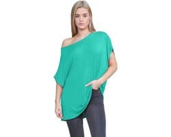 Dames Off-Shoulder Vleermuis T-shirt - Oversized Bardot Top