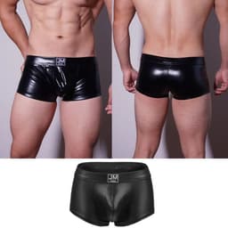 JOCKMAIL (JM) Lederlook Heren Boxershort – Sexy Zwarte Wetlook Trunks – Verleidelijke Faux Leather Heren Ondergoed - Maat L/XL — thumbnail 2