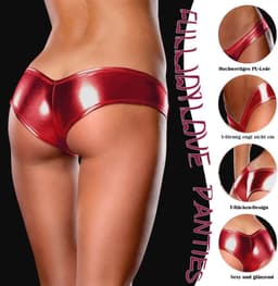 Dames Wetlook Strings Sexy PU-leer Micro Mini Bikini Slipjes Grote Maten Erotische Hipster Slips V-vormige String — thumbnail 2