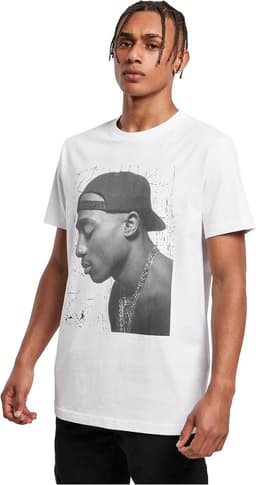Heren T-Shirt met Tupac Cijfers en Gebarsten Achtergrond — thumbnail 1