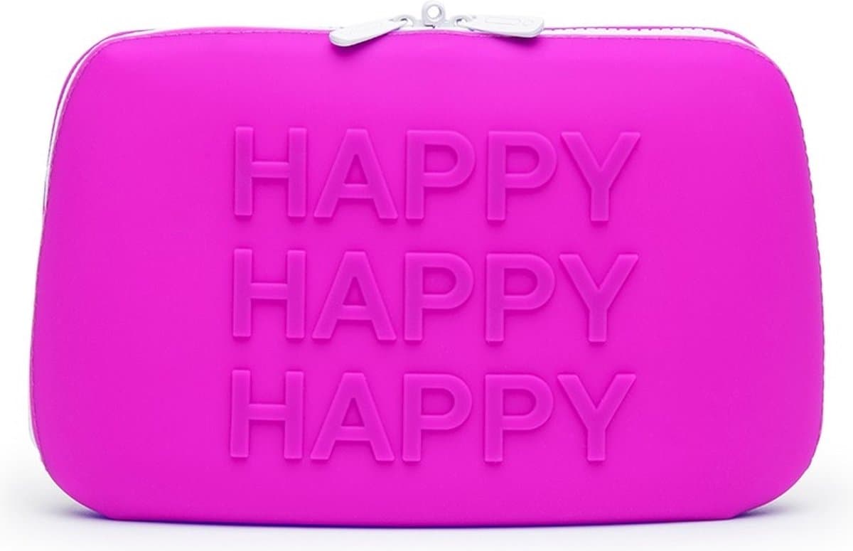 Opbergtas happy happy happy siliconen rits - purple — afbeelding 1