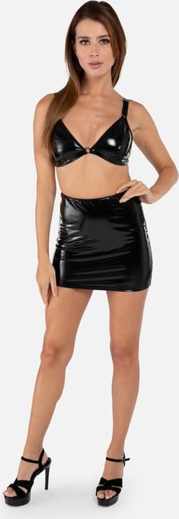 Christine le Duc - Mini Rokje met Wetlook - Lak Kleding - Laklook - Black Love - Zwart — thumbnail 10