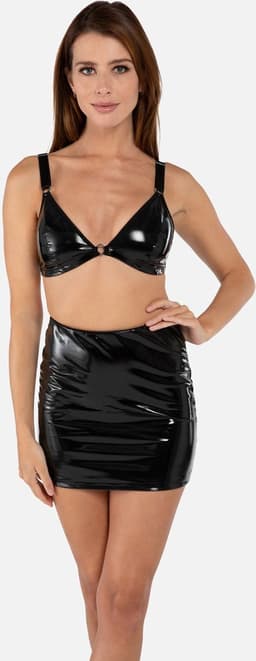 Christine le Duc - Mini Rokje met Wetlook - Lak Kleding - Laklook - Black Love - Zwart — thumbnail 8
