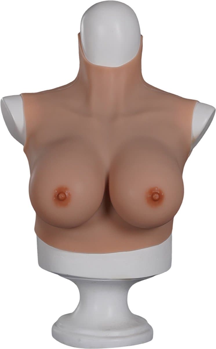 DELUXE - Siliconen Borstprothesen - Korte variant - C Cup - 100% hypoallergene medische siliconen - + kanten choker - Kunstmatige Nep Borst - Korte Valse Borsten - Bodysuit - Crossdresser - Transgender - Mastectomie - Cosplay - Body4Everybody — afbeelding 1